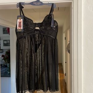 Rachel Roy Black soft cup babydoll set